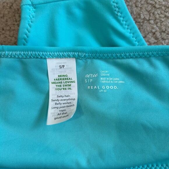 NWT Aerie Cheeky Bikini Bottom Springs Blue Swimsuit Swim Beach Surf Size S - Picture 5 of 6